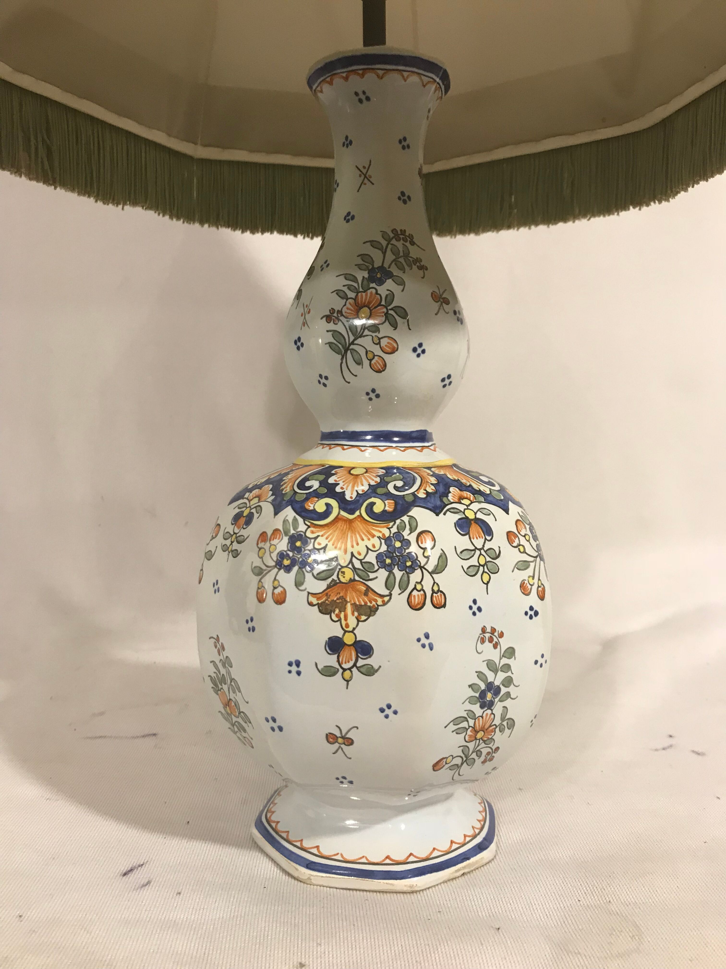 Old lamp vase painted ceramics  Quimper