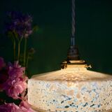 Vintage glass pendant light in yellow from Clichy