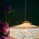 Vintage glass pendant light in yellow from Clichy