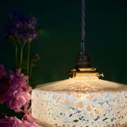 Vintage glass pendant light in yellow from Clichy