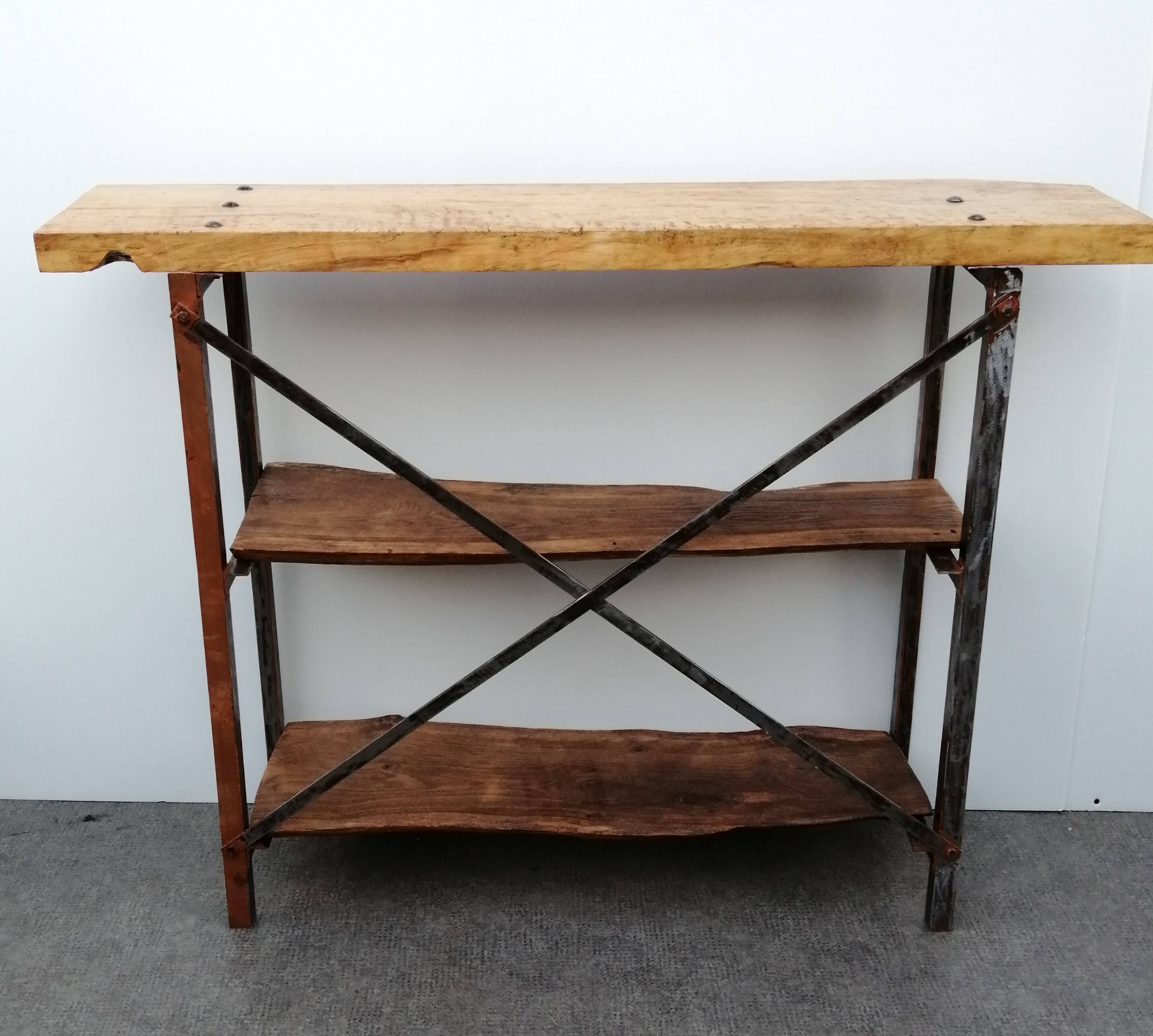 1940s workbench redone in metal and oak board