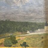 Tableau HSP "Landscape with Wheat and Poppies" post-impressionist 1900