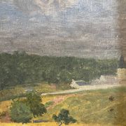 Tableau HSP "Paysage aux blés et coquelicots" post impressionniste 1900
