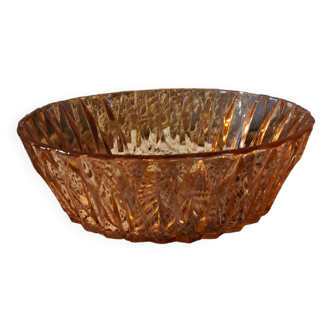 Vintage salad bowl in rosaline chiseled glass