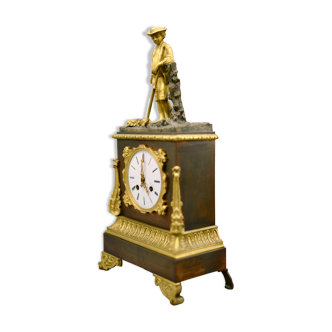 Pendule borne "Petit Faucheur" bronze doré, milieu XIXème