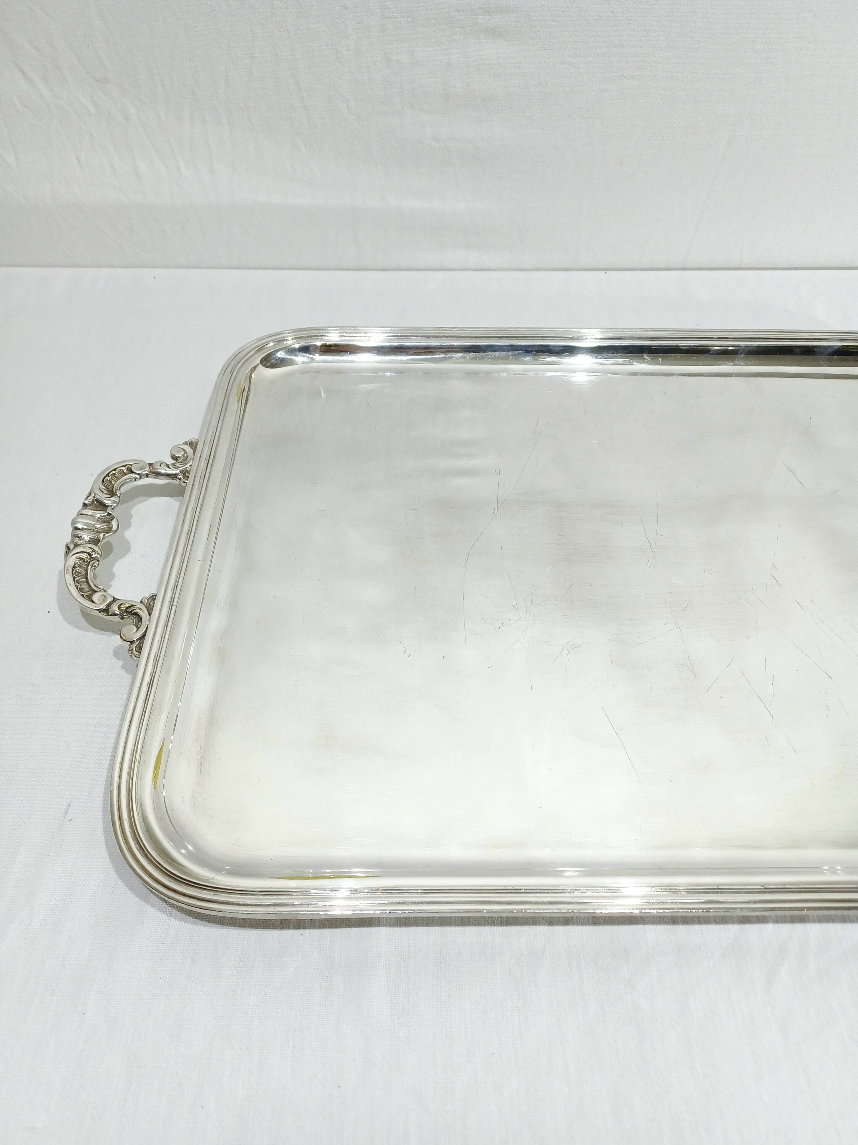 Silver-plated tray with handles