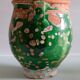 Ancient jar olive in provencal glazed terracotta, glazed green of the 19th century