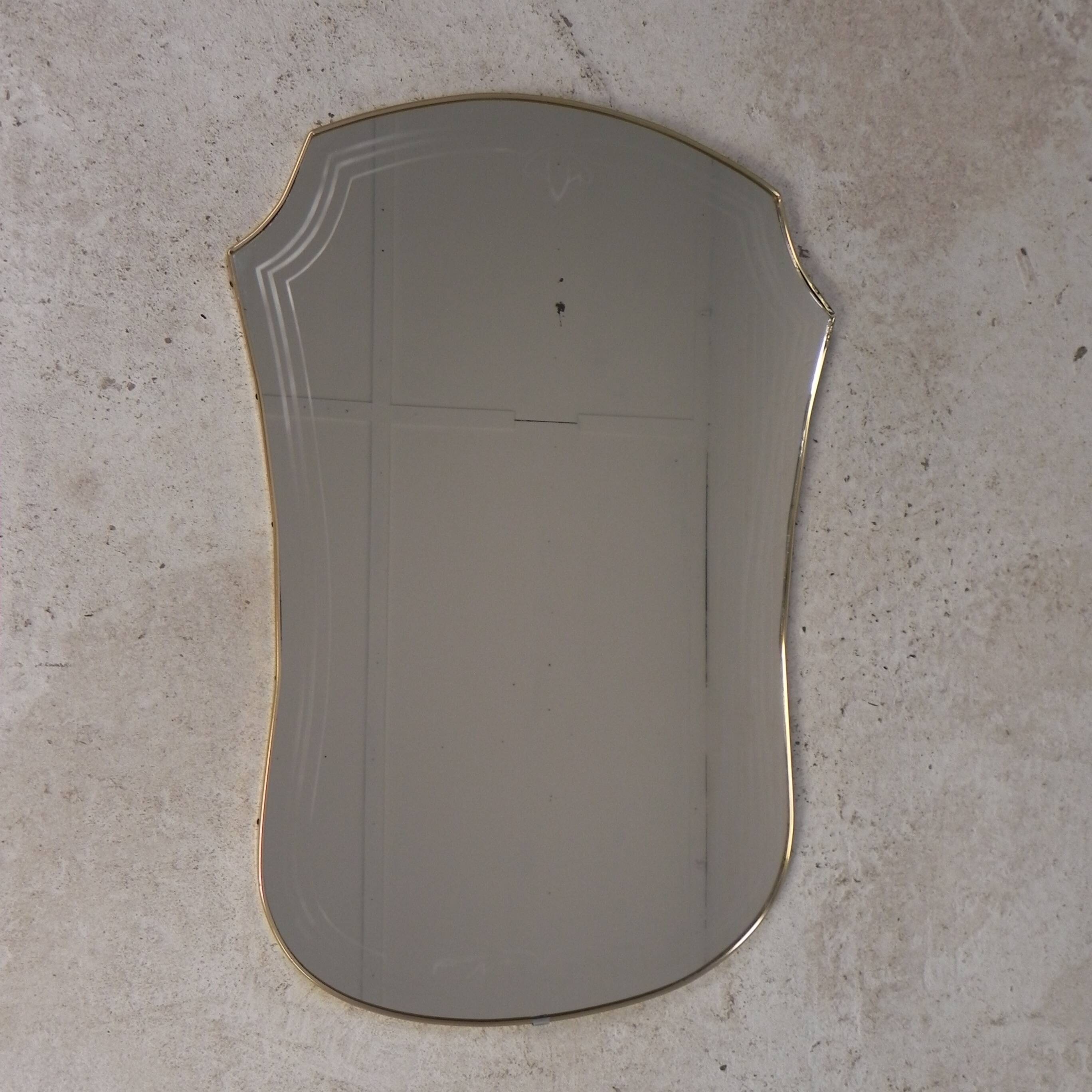 Vintage mirror with gold rim, 1960s