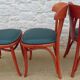6 professional bar bistro chairs with green imitation seats in their patinas
