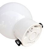Industrial wall lamp, white, glass, foton, poland, 1960s.