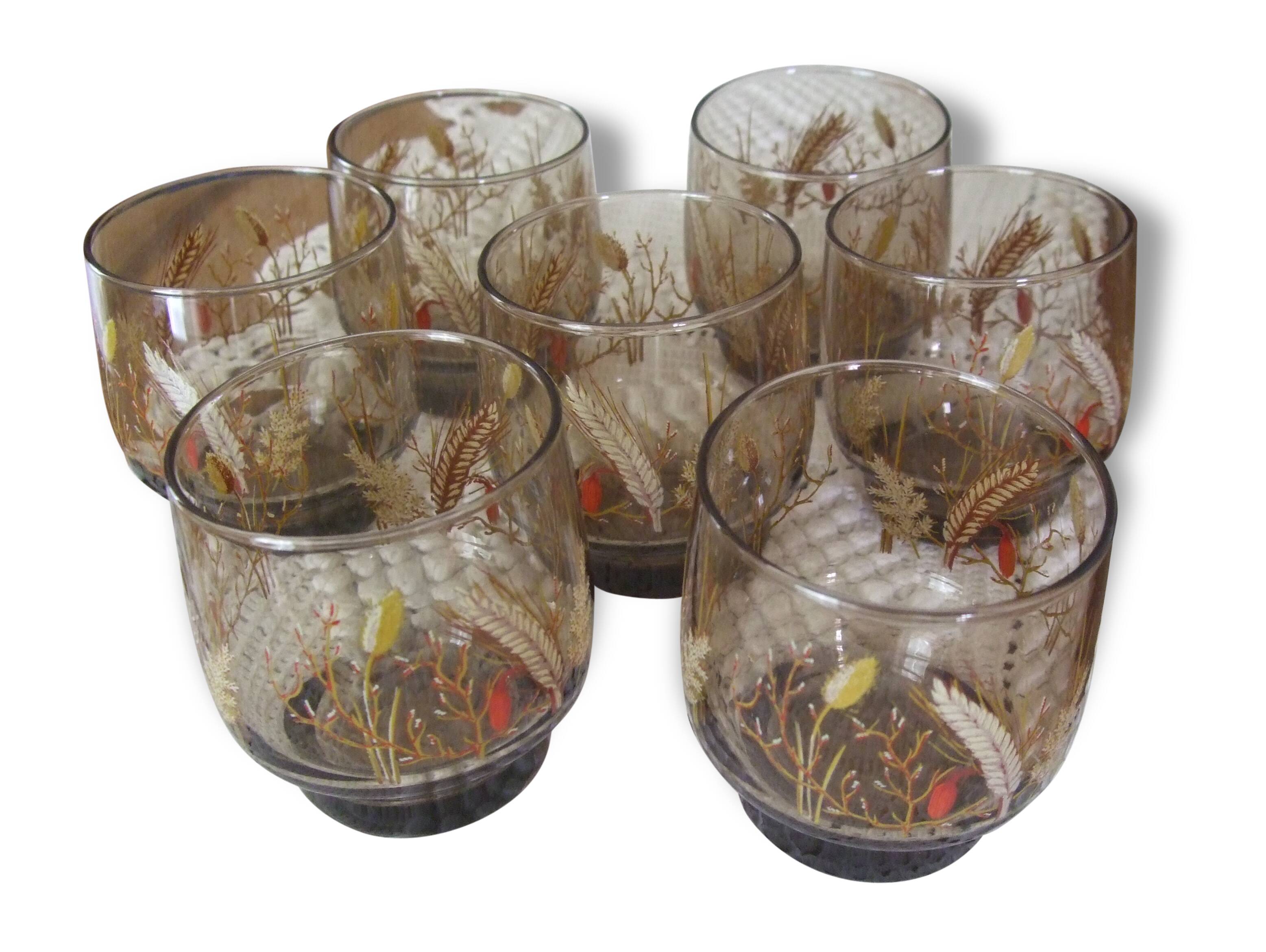 Lot of glass smoked glass and décor wheat