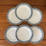 6 assiettes plates anciennes en faïence de Saint Amand – modèle MAROC