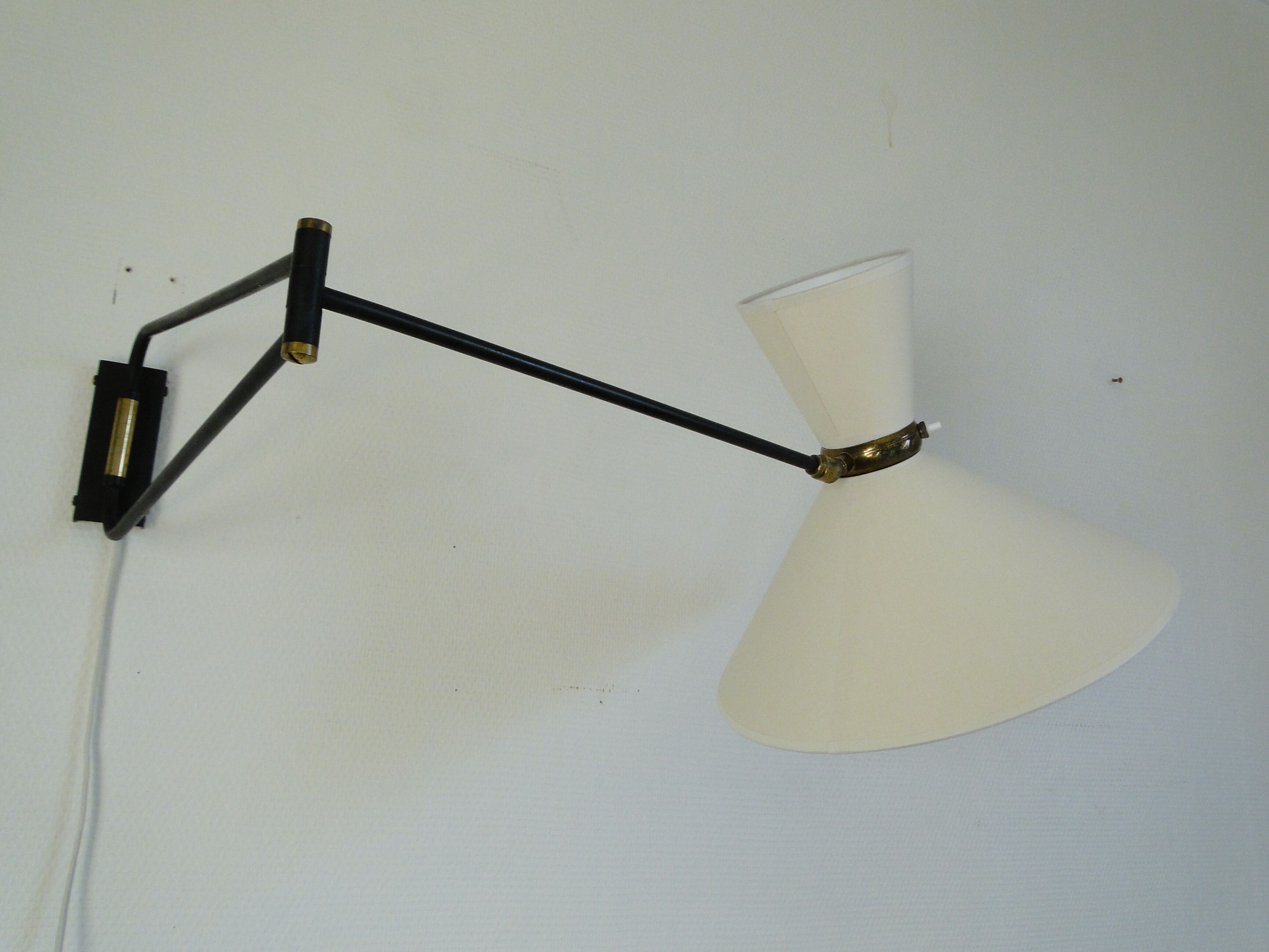 Vintage diabolo wall lamp by René Mathieu for Lunel France 1950s