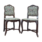 Armand henry paire de chaises en bois naturel estampillé d’époque rége