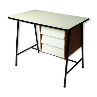 vintage desk tray & drawers formica yellow serin