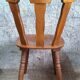 Set of 8 rustic bistro chairs in beech wood with honey patina, 1950s.