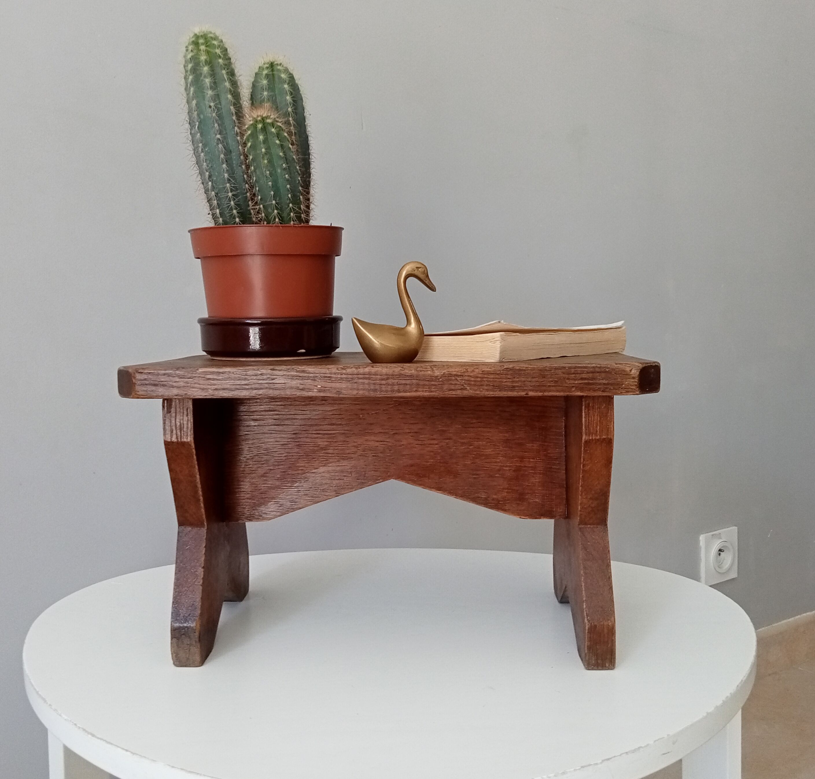 Antique solid oak stool