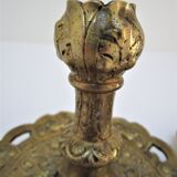 Pair of candle holders gilded bronze patinated vegetal decoration early twentieth century