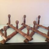 Ten-headed wooden accordion coat rack / vintage 60s-70s