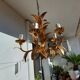 Chandelier gilded metal leaves by Hans Kogl, 1970's