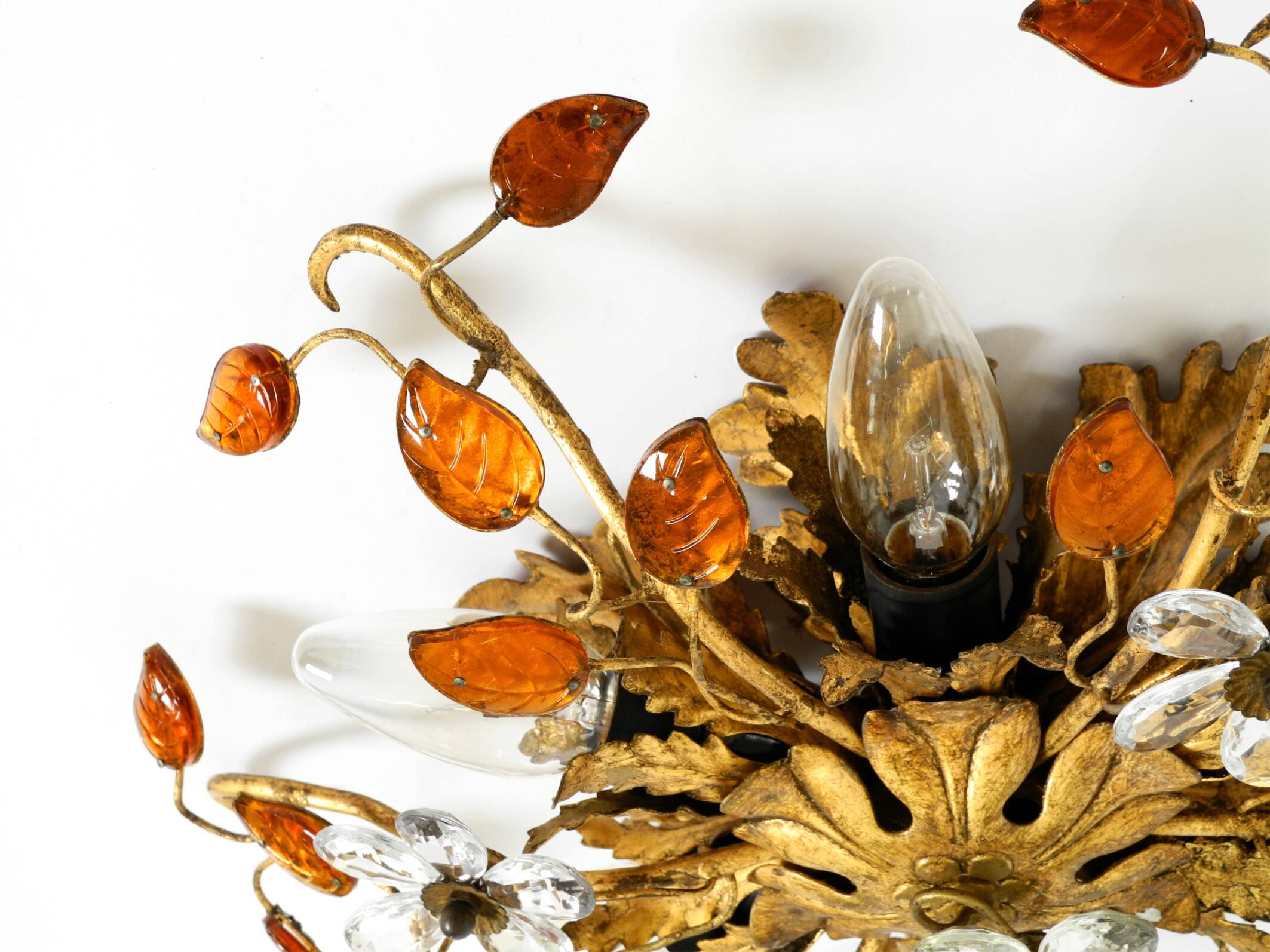 Very beautiful 1960s gold-plated ceiling or wall lamp by Banci Firenze, Ita