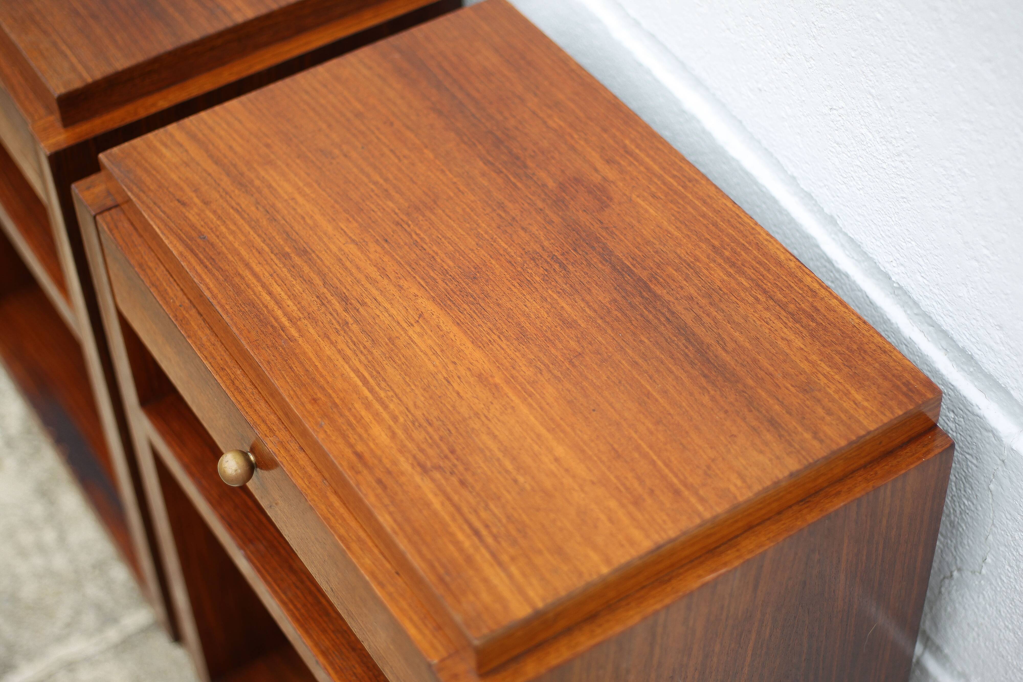 Pair of art deco nightstands, art deco wooden bedside tables, can end