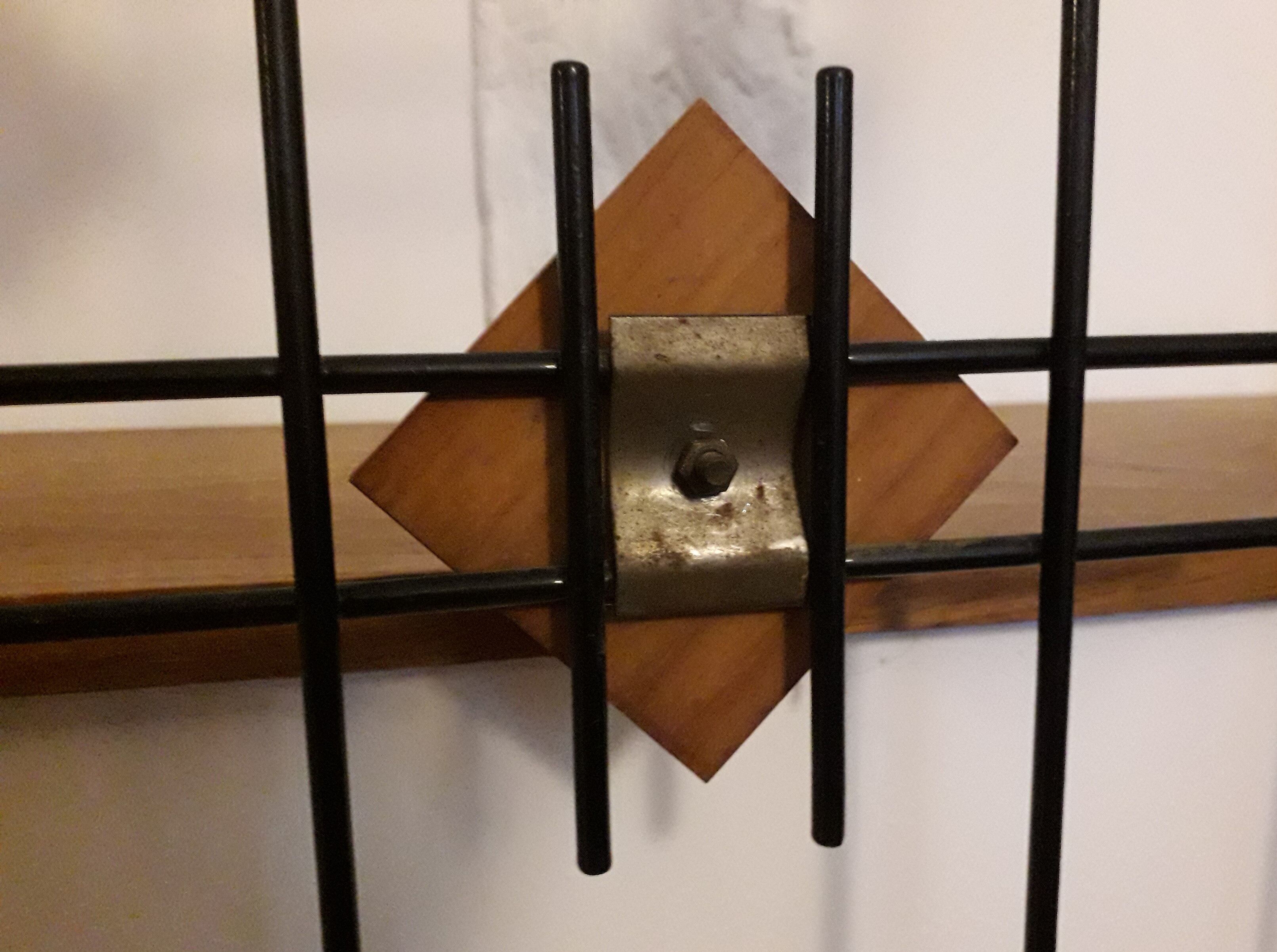 Coat rack and hat in metal and vintage teak