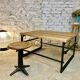 Table basse chêne et  pied de machine outil singer simanco 1920