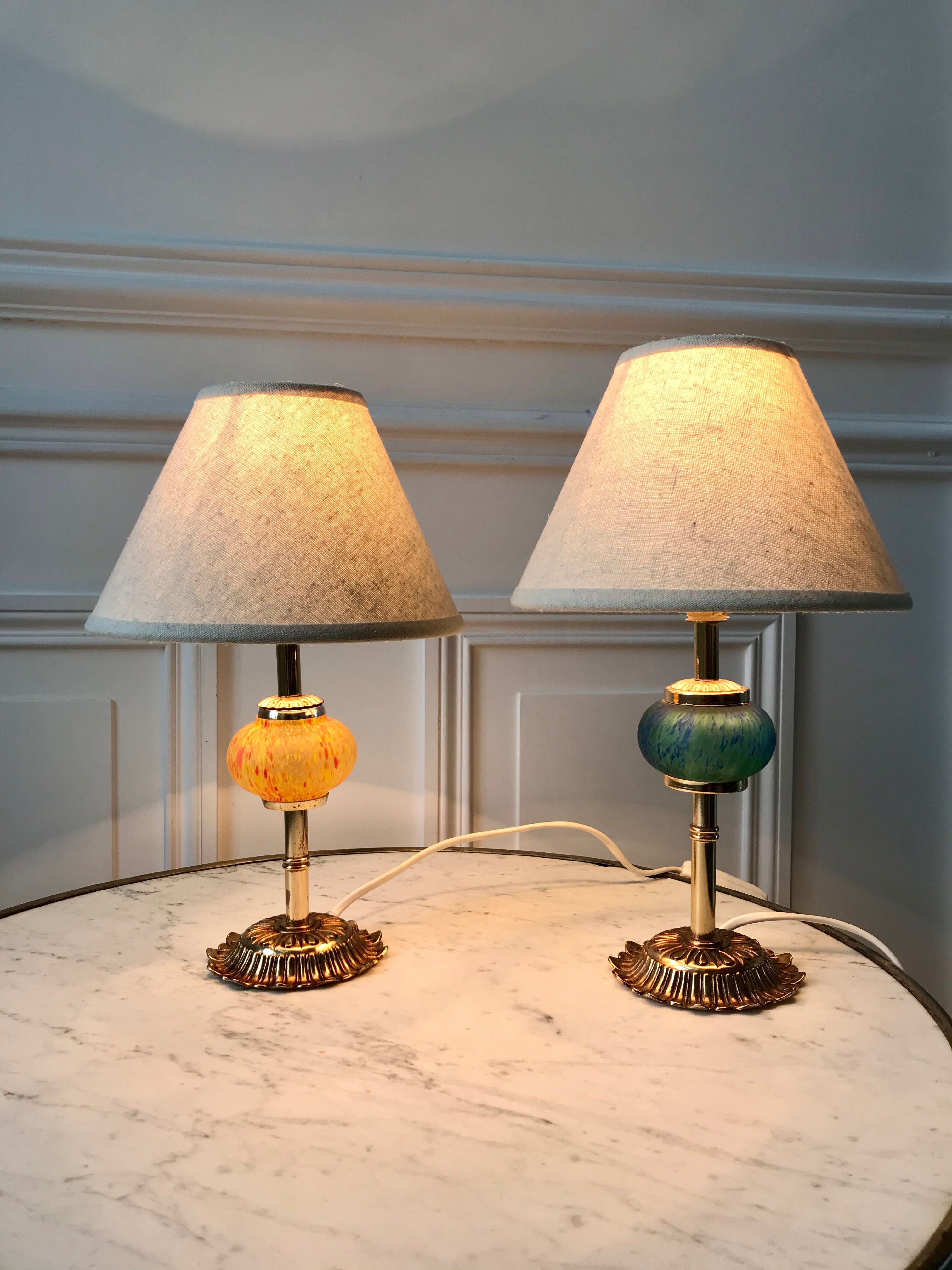 Pair of vintage murano glass lamp