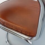 Vintage Italian armchair Giotto Stoppino for Kartell in chrome and skai from the 70s