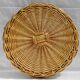 Round tray with wicker and glass handles