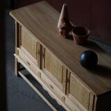 Brutalist Danish enfilade from the mid-century in oak by Henning Kjærnulf, 1960s.