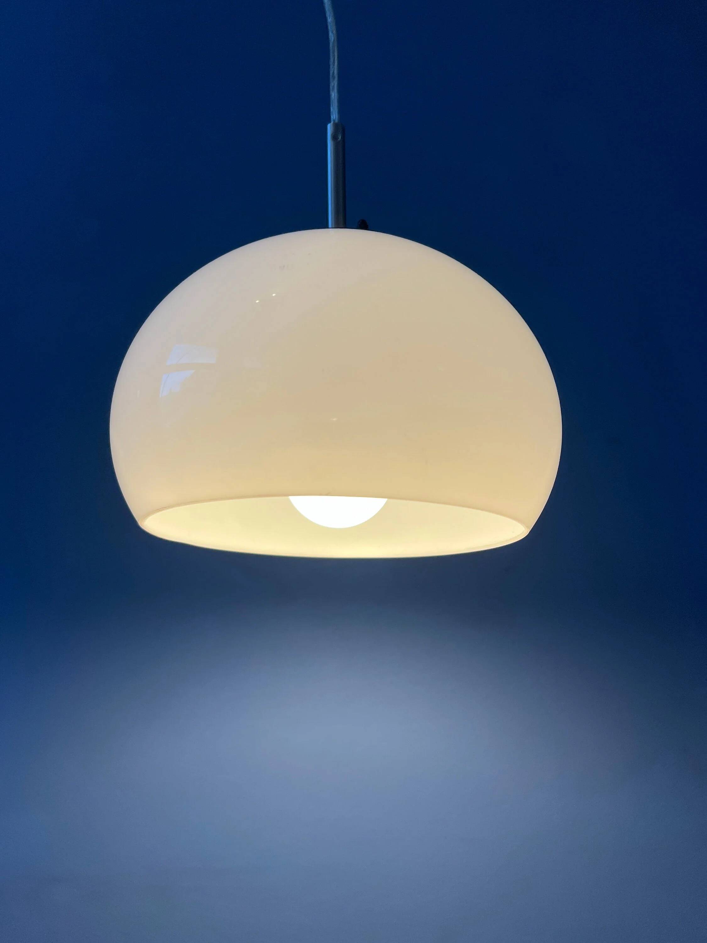 Small white Space Age mushroom pendant light