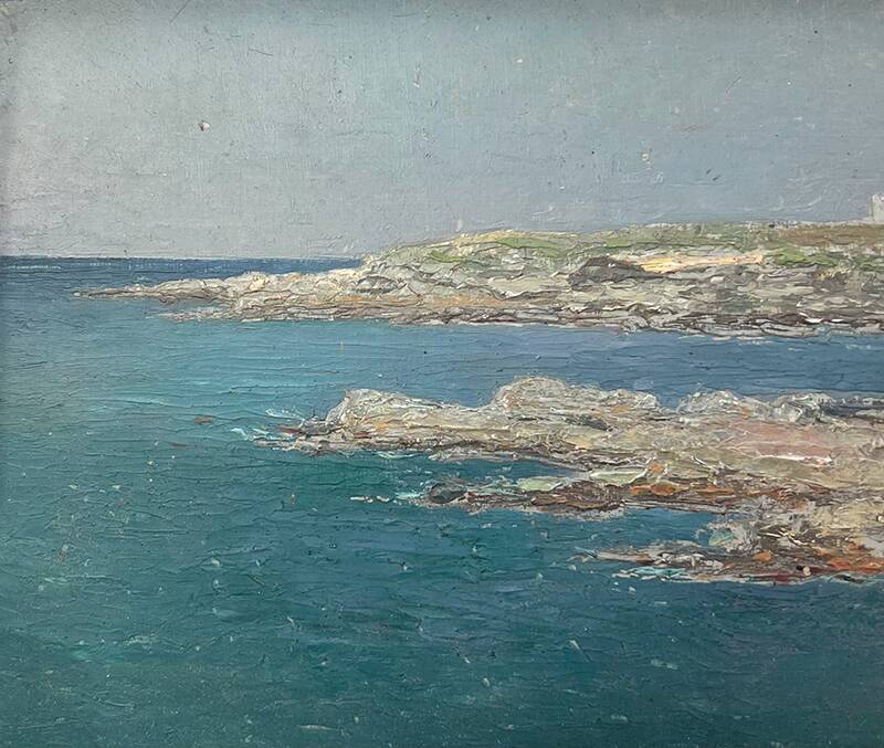 Painting "Seaside", oil on strong cardboard.