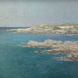 Tableau "Bord de mer", huile sur carton fort.