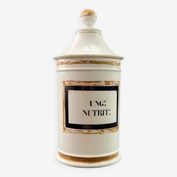 Old Paris 19th century porcelain medicine jar marked UNG:NUTRIT: