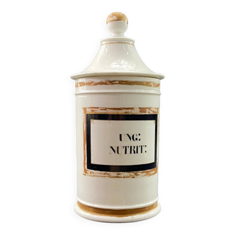 Pot à pharmacie en porcelaine Vieux Paris XIXe marqué UNG:NUTRIT: