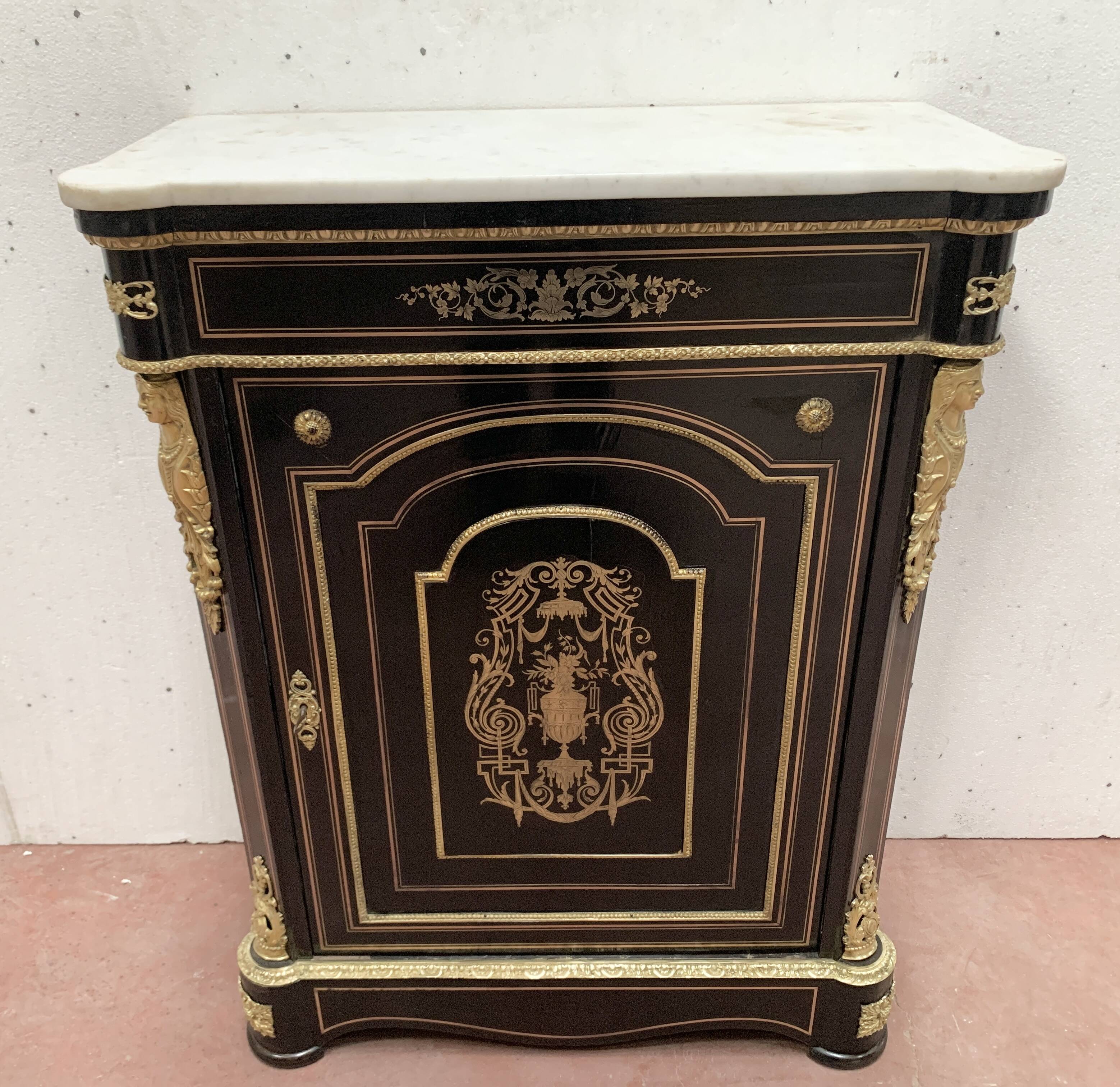 Napoleon iii wood and brass marquetry sideboard 19th century