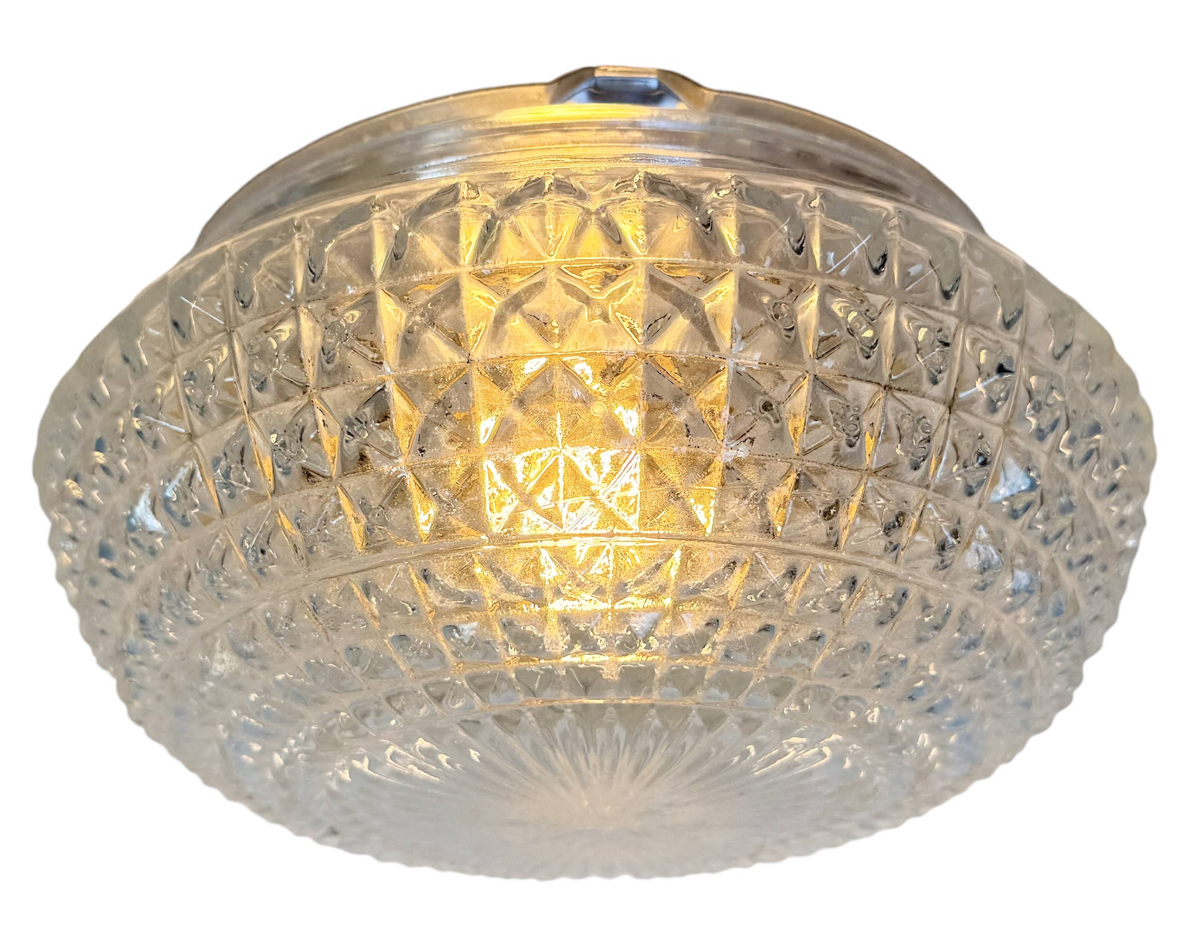 Vintage Glass Wall or Ceiling Light, 1970s