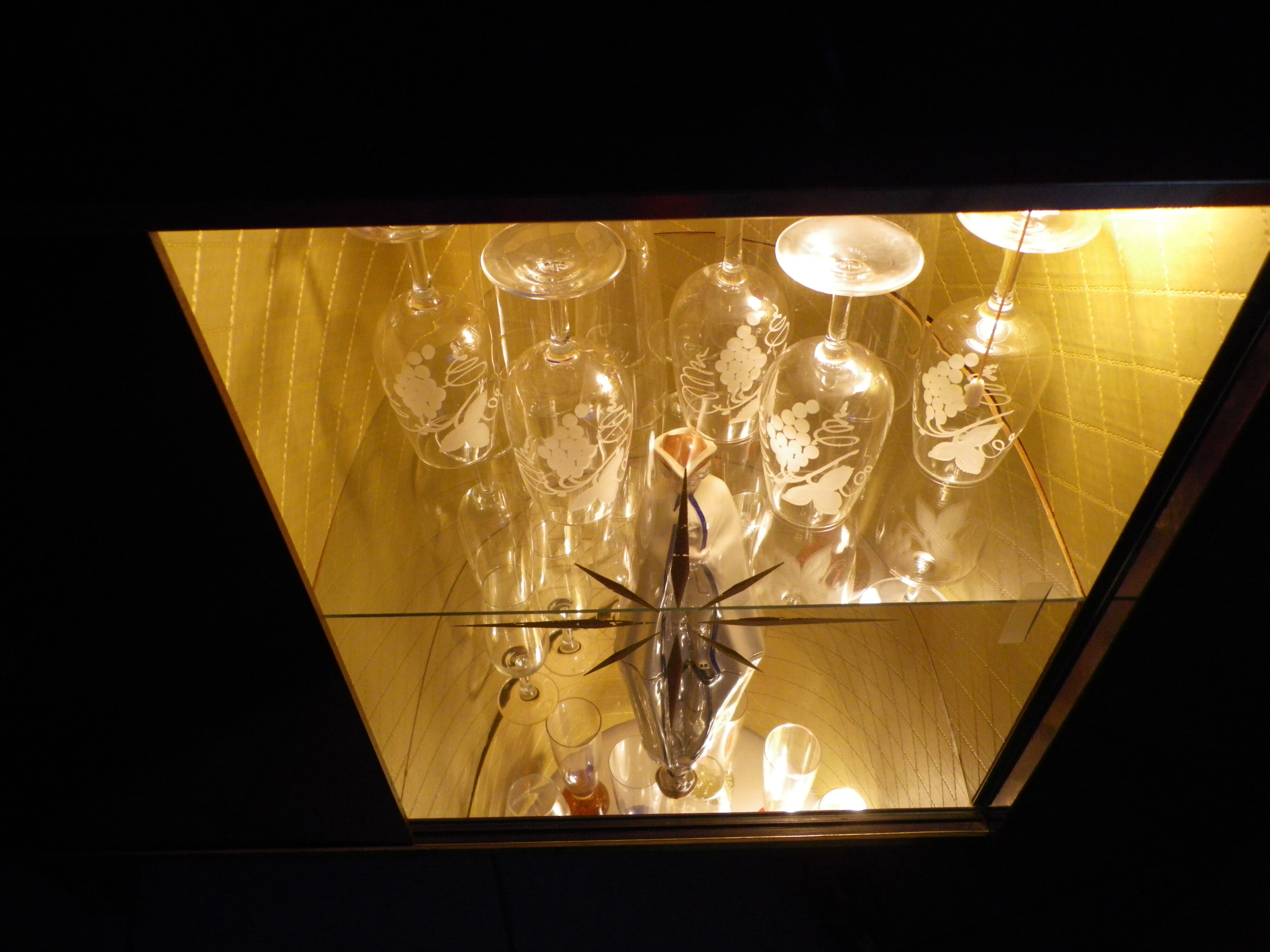 Bar furniture on formica wheels with mirror and lighting - 50s