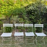 Set of 4 vintage folding chairs in metal and wood