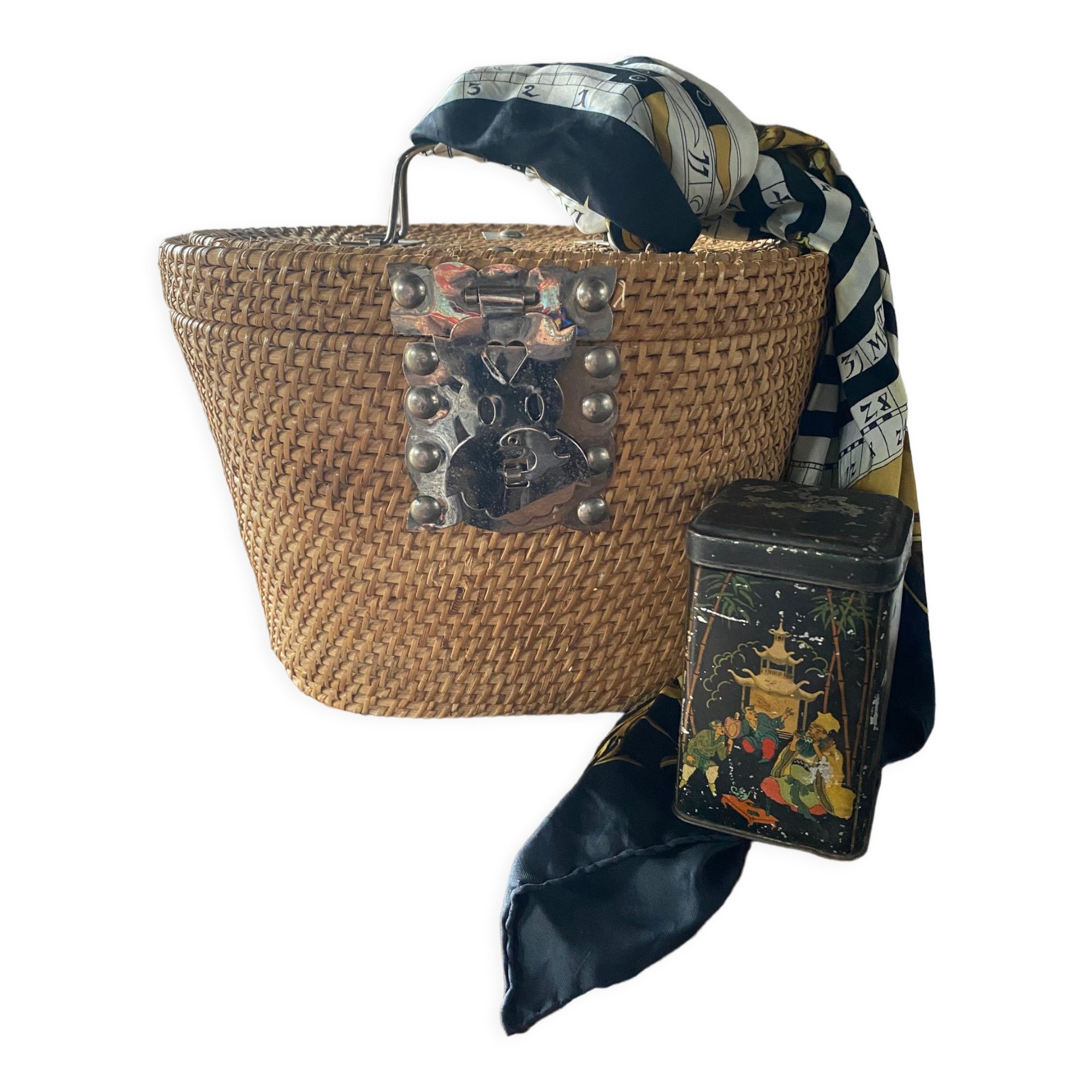 Vintage oriental tea basket