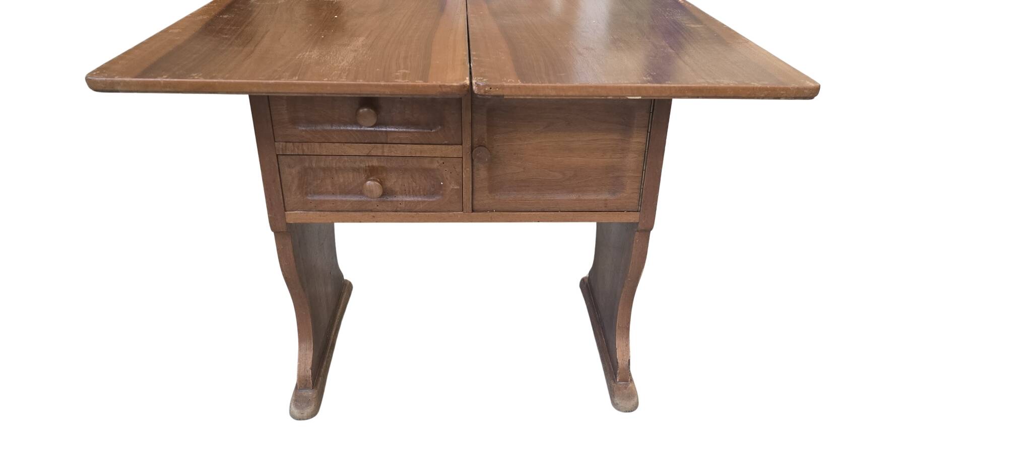 Tavolino a Libro Vintage in Legno Salvaspazio con Cassetti e Vano