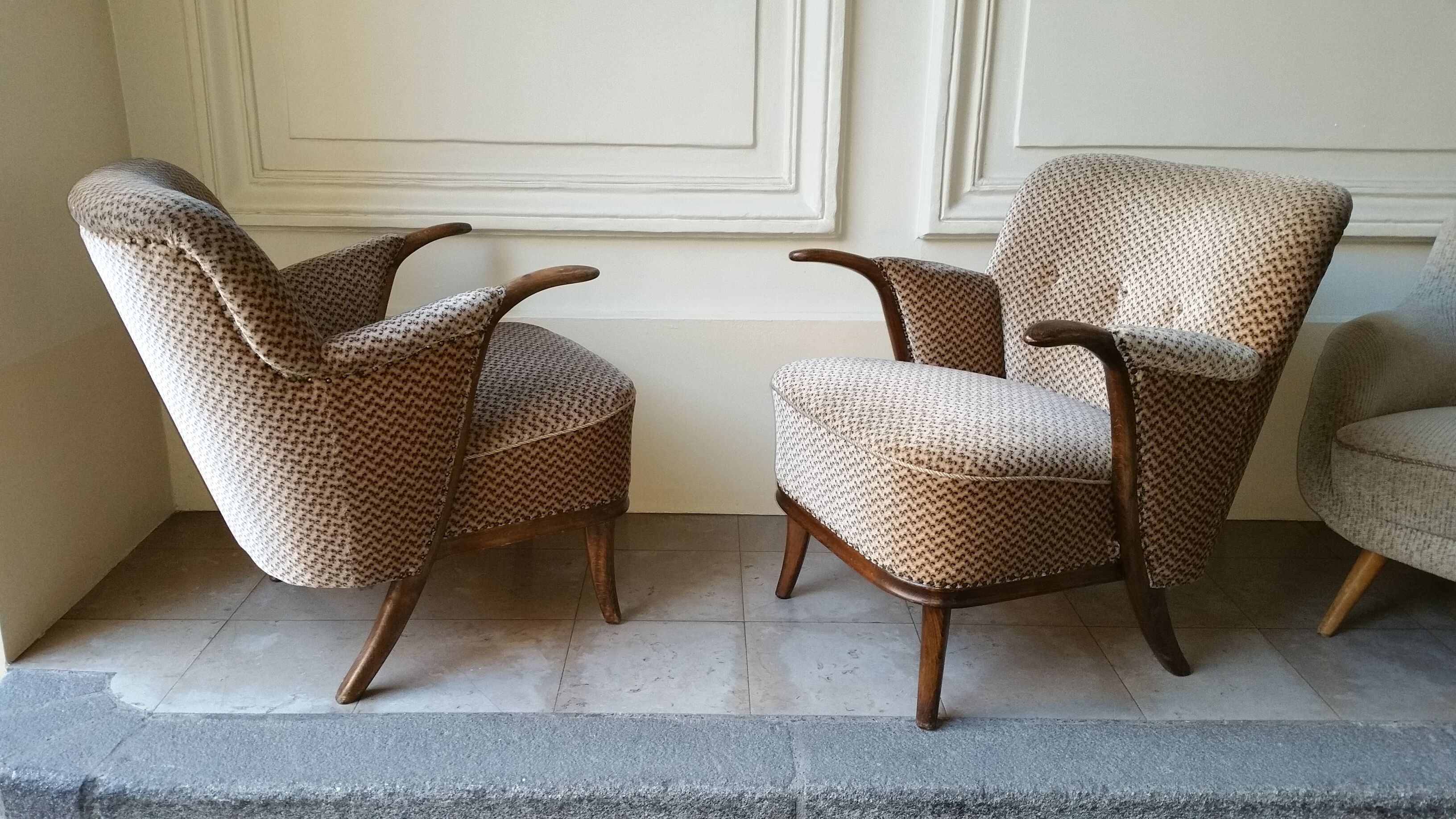 Lot of 2 armchairs sculptural 50 60 years