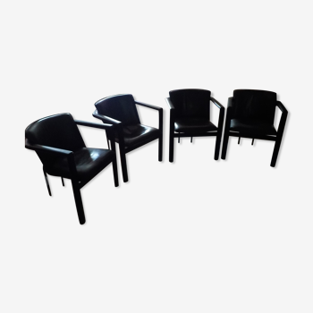 4 fauteuil leolux cachucha hugo de ruiter cuir noir