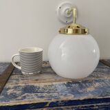 Vintage white opaline wall lamp
