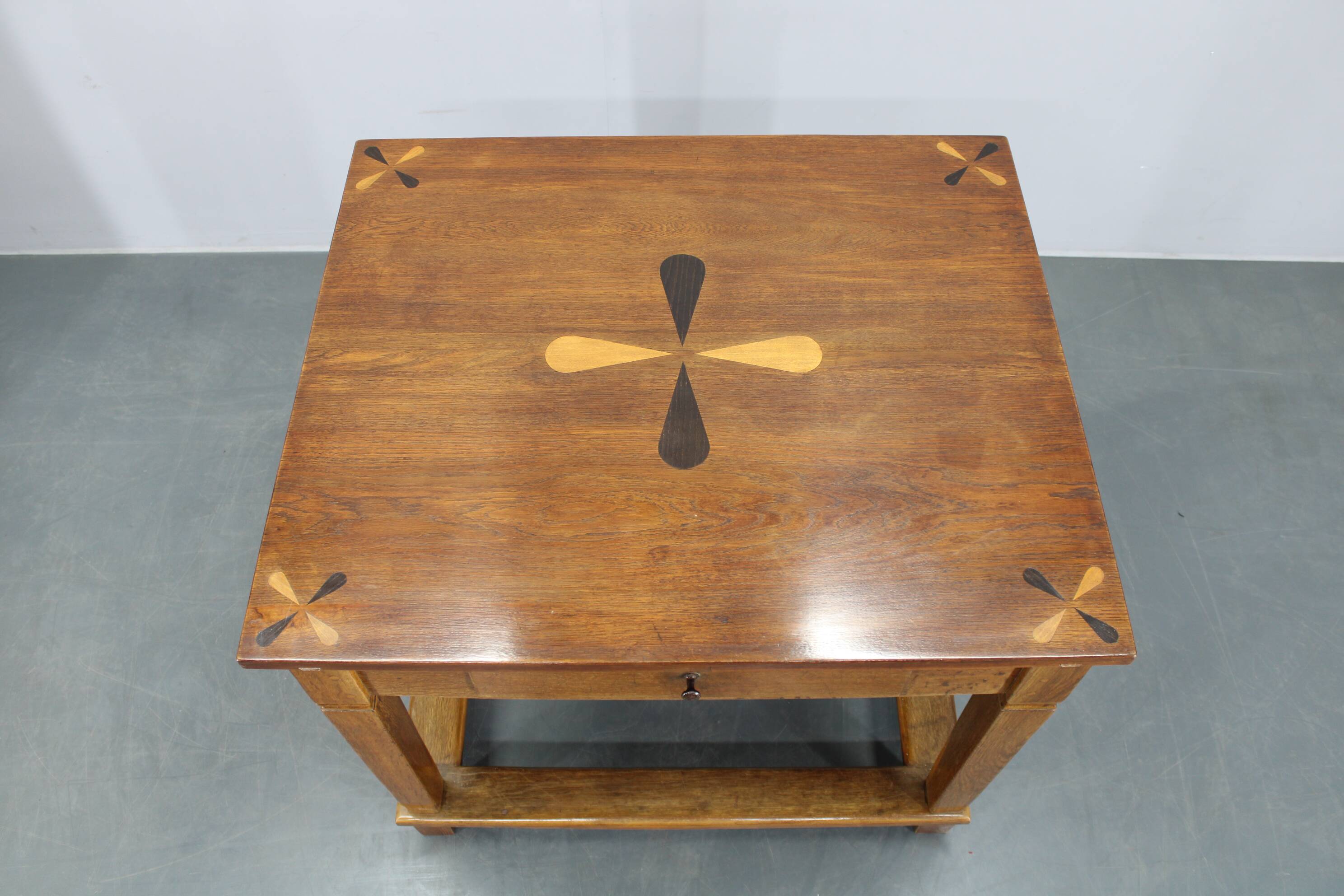 1930s Restored Antique Oak Table, Czechoslovakia