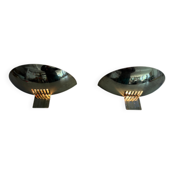 Pair of brass wall sconces from the mid-century by SCE, 1960s, France.