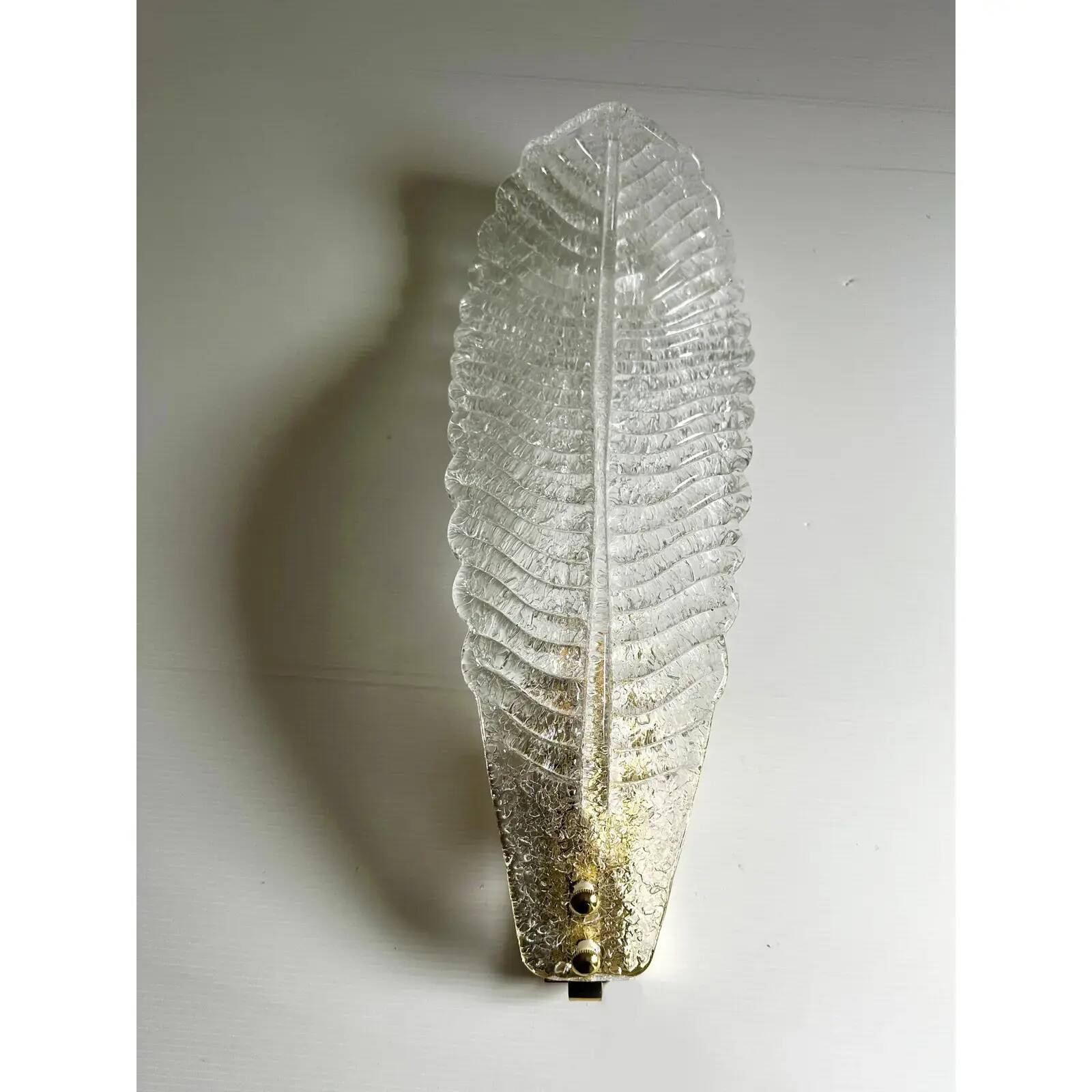Luxury Italian Murano Glass Leaf Wall Lights – Venetian White, Pair