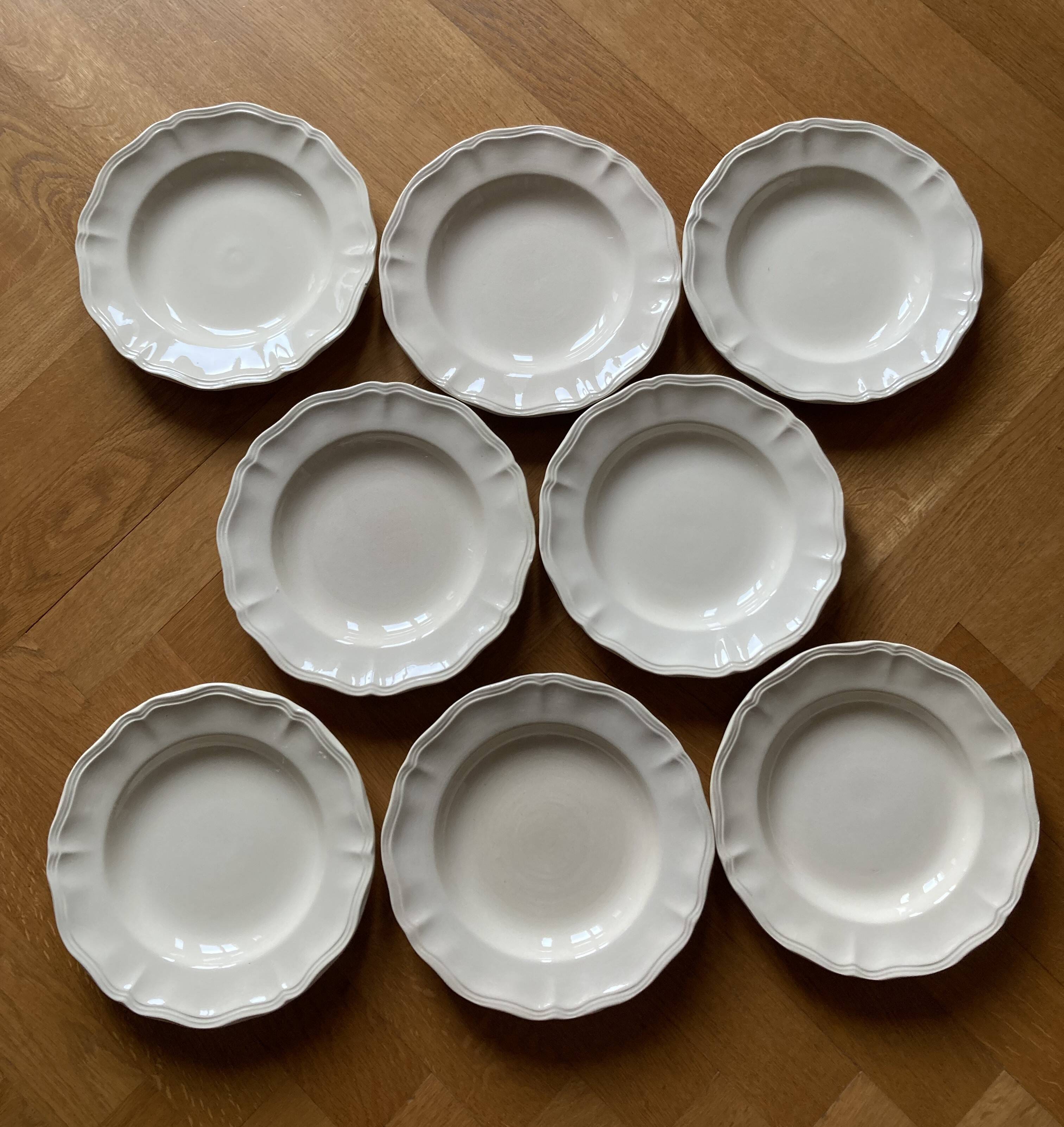 Set de 8 assiettes creuse "Ivoire à godrons" Digoin Sarreguemines
